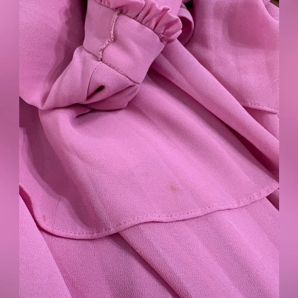 La Maison Talulah Anthropologie pink pleated asymmetrical flowy dress 4